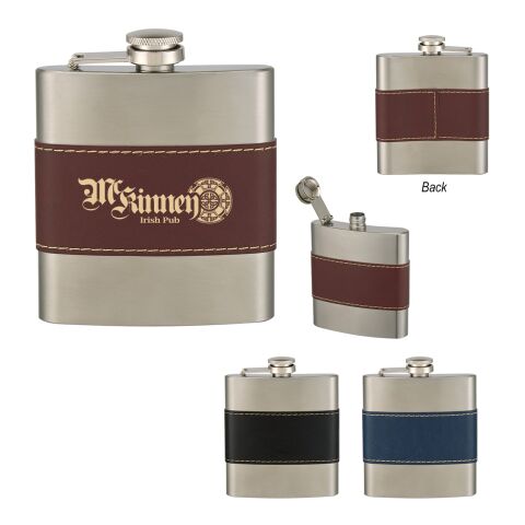 6 Oz. McCarty Flask Silver with Dark Brown | No Imprint