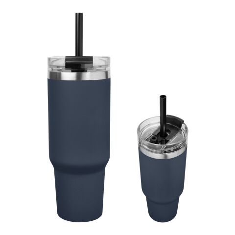 40 Oz. Full Laser Peak Intrepid Recycled Stainless Steel Tumbler Navy Blue