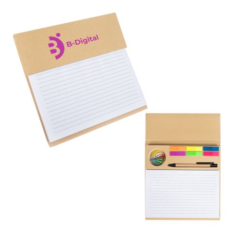 Desktop Notepad And Organizer Beige | Silk Screen | Front | 6.00 Inches × 2.00 Inches