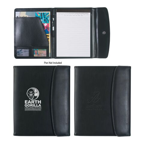 Leather Look Portfolio Black | SILK SCREEN | Front | 3.00 Inches × 5.00 Inches