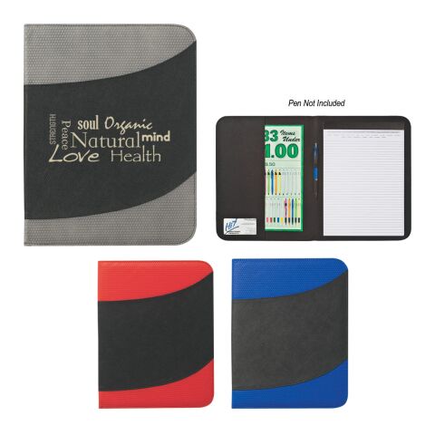 Non-Woven Bubble Padfolio Royal Blue with Black | Silk Screen | Side1 | 6.00 Inches × 4.00 Inches