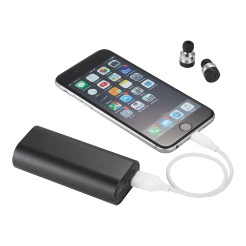 Metal True Wireless Earbuds and Power Bank Standard | Black | No Imprint | not available | not available
