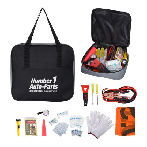 Auto Emergency Kit Black | SILK SCREEN | Top | 7.00 Inches × 3.00 Inches