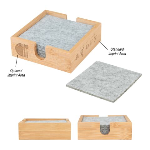 Bamboo &amp; Recycled Felt Coaster Set Cream | No Imprint