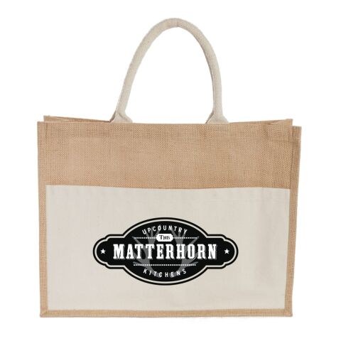 Jute Shopper Tote with Recycled Cotton Pocket Natural | No Imprint | not available | not available