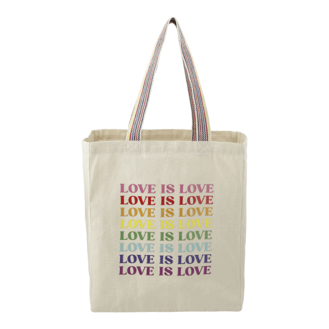 Rainbow Recycled 8oz Cotton Grocery Tote Standard | Natural | No Imprint | not available | not available