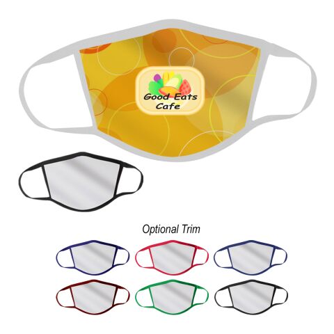 3-Ply Polyester Face Mask White/Black | 1-color Sublimation Process | Front | 6.00 Inches × 5.00 Inches