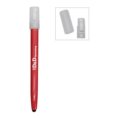 .85 Oz. Hand Sanitizer Spray Bottle With Stylus Red | 1-color Screen Print | Barrel | 1.50 Inches × 0.69 Inches