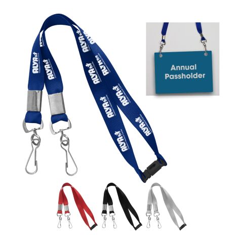 Youth Double Hook Lanyard Black | Silk Screen | Side1 | 0.32 Inches × 6.75 Inches