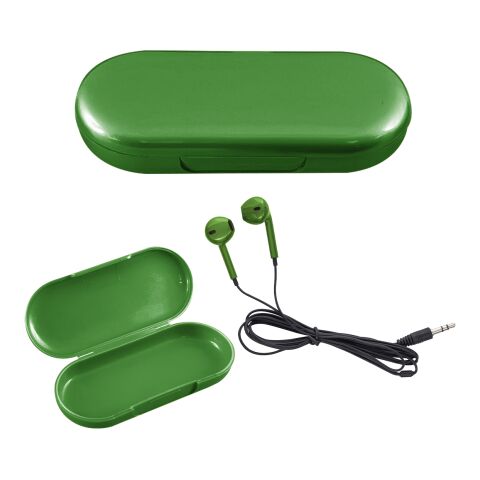 Metallic Wired Earbuds With Clamshell Case Green | No Imprint | not available | not available