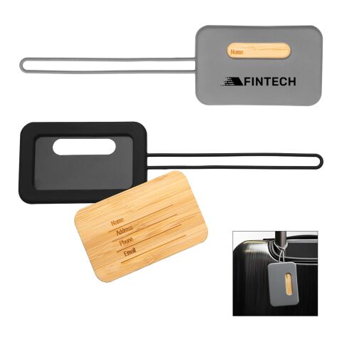 First Class Bamboo &amp; Silicone Luggage Tag Grey Storm | No Imprint | not available | not available