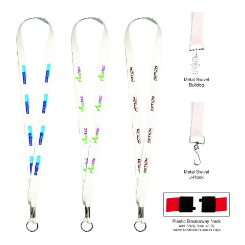 White Lanyard with Full Color Imprint Silver | No Imprint | not available | not available