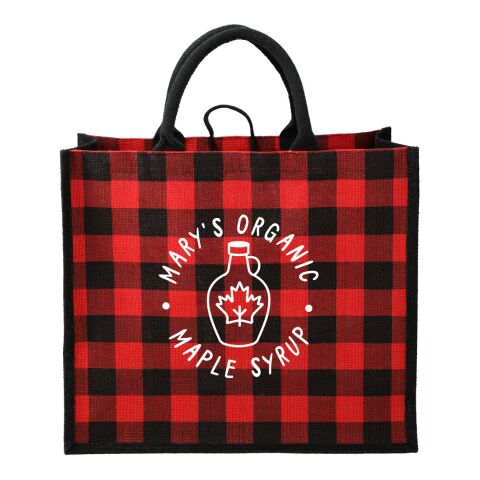Buffalo Plaid Printed Jute Tote