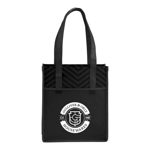 Printed Chevron Non-Woven Shopper Tote Black | No Imprint | not available | not available