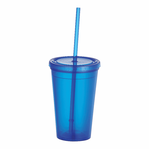 Iceberg 16oz Double-Wall Tumbler w/Straw Standard | Translucent Blue | No Imprint | not available | not available