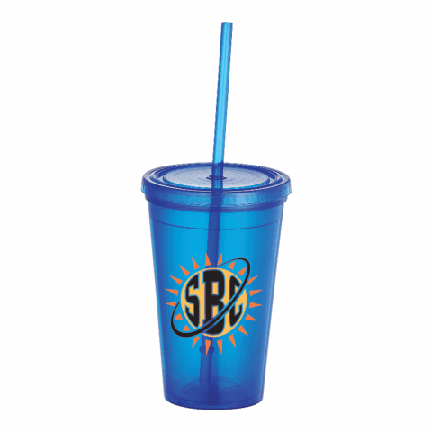 Iceberg 16oz Double-Wall Tumbler w/Straw Standard | Blue | No Imprint | not available | not available