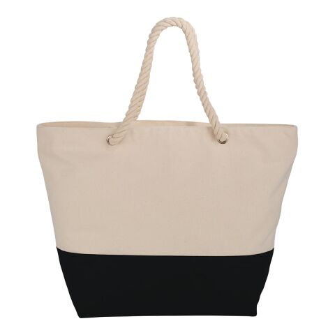 Zippered 12oz Cotton Canvas Rope Tote Standard | Black | No Imprint | not available | not available