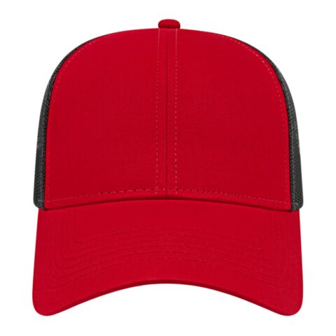Cap America Two-Tone Trucker Mesh Back Cap Red-Black | Embroidery | - Across Right Side Seam | 4.00 Inches × 1.50 Inches