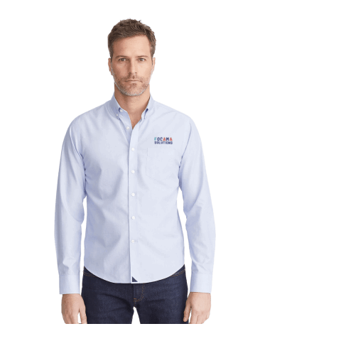 Hillside Select Wrinkle-Free Long Sleeve Shirt-Mens Standard | Blue | S | Embroidery | SLEEVE, Horizontal, - Centered on Left Sleeve Cuff | 3.00 Inches × 1.00 Inches