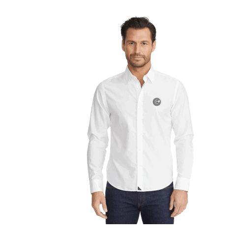 Las Cases Wrinkle-Free Long Sleeve Shirt - Men&#039;s Standard | White | XL | Embroidery | COLLAR,Horizontal - Centered on Back of collar | 3.00 Inches × 1.00 Inches