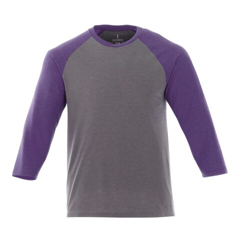 Men's DAKOTA Three Quarter Tee Standard | Purple Heather-Medium Heather Grey | 3XL | No Imprint | not available | not available
