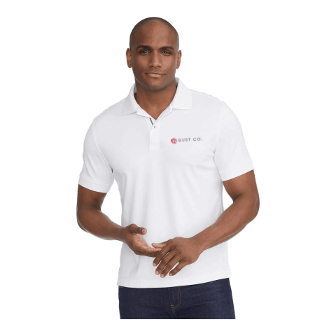 Damaschino Short Sleeve Polo - Men&#039;s Standard | White | 3XL | 1 color Digital Print Transfer | SLEEVE, Horizontal, - Centered on Left sleeve Bicep | 3.00 Inches × 1.75 Inches