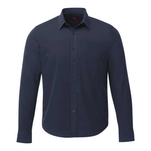 Castello Wrinkle-Free Long Sleeve Slim Fit Shirt - Men&#039;s Navy | L | Embroidery | CHEST, Horizontal, - Centered on Left Chest | 4.00 Inches × 4.00 Inches