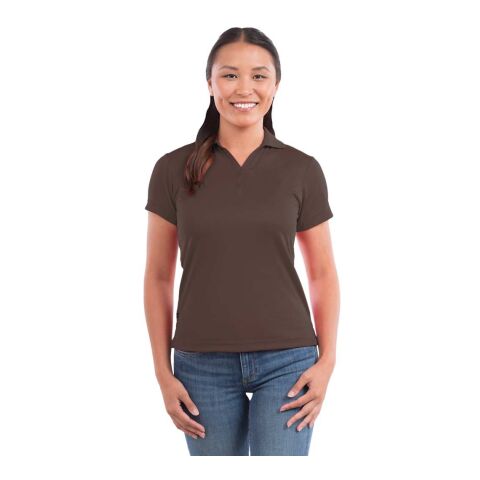 Women's MORENO TEXT MICRO SS POLO Standard | Mocha | XL | No Imprint | not available | not available