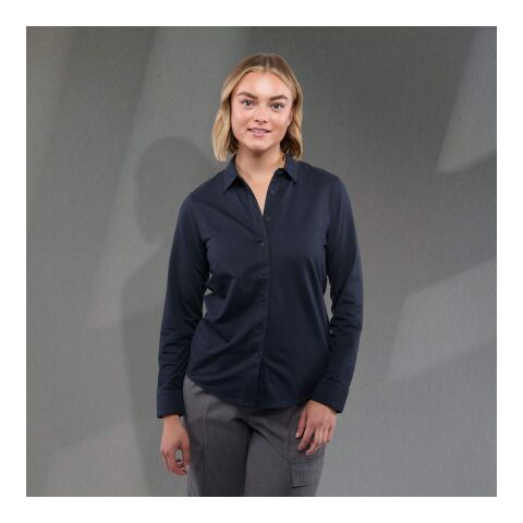 TATRA Eco Long Sleeve Knit Button Up Shirt-Women&#039;s Standard | Navy | XS | No Imprint | not available | not available