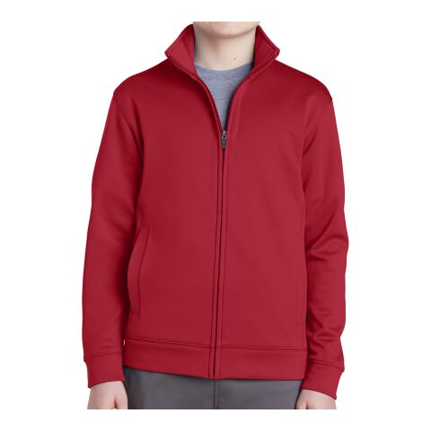 Sport-Tek® Youth Sport-Wick® Fleece Full-Zip Jacket Red | XS | 1-color Screen Print | Front | 9.50 Inches × 9.50 Inches