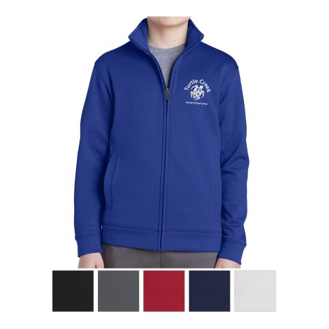 Sport-Tek® Youth Sport-Wick® Fleece Full-Zip Jacket Navy | S | Silk Screen | RIGHT CHEST | 3.00 Inches × 3.00 Inches