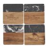 Black Marble and Wood Coaster Set Standard | Black | No Imprint | not available | not available