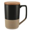 Tahoe Tea & Coffee Ceramic Mug with Wood Lid 16oz Black | No Imprint