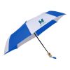 42" Recycled Folding Auto Open Umbrella Royal Blue-White