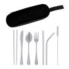 Stainless Steel Cutlery Set In Pouch Black