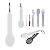 Travel Utensil Set With Silicone Holder White