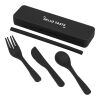 Recycled Plastic Utensil To Go Set Gray with Black Trim | No Imprint | not available | not available