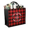 Buffalo Plaid Printed Jute Tote Red with Black | No Imprint | not available | not available
