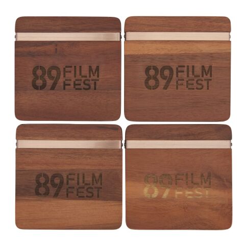 Graze Wood and Metal Coaster Set Standard | Wood | No Imprint | not available | not available