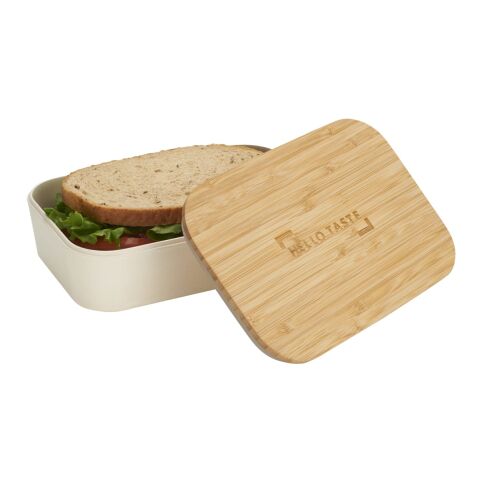 Bamboo Fiber Lunch Box with Cutting Board Lid Light Yellow