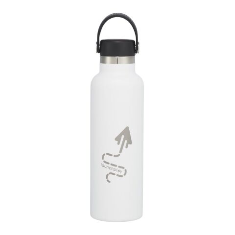 Hydro Flask® Standard Mouth With Flex Cap 21oz Standard | White | Laser Engraving | Centered on tumbler opposite Hydro Flask, - Center of Art 6&quot; up from bottom | 1.75 Inches × 1.00 Inches