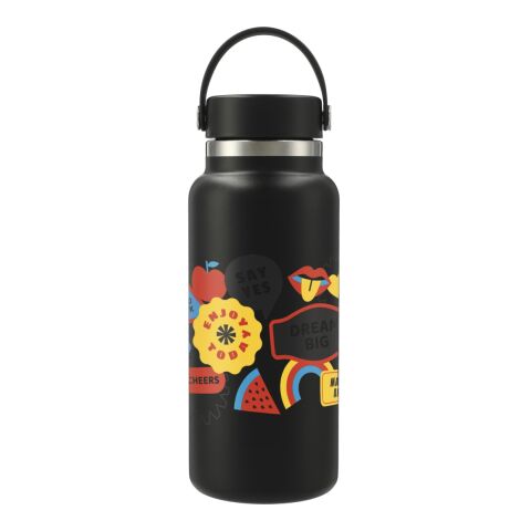 Hydro Flask® Wide Mouth With Flex Cap 32oz Standard | Black | Laser Engraving | Centered on tumbler opposite Hydro Flask, - Center of art 5.75" up from bottom | 2.30 Inches × 1.25 Inches