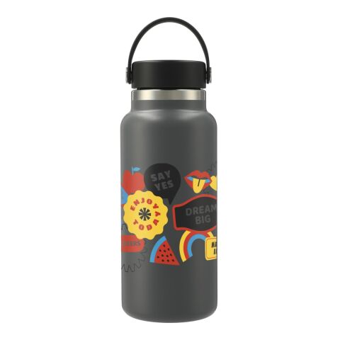 Hydro Flask® Wide Mouth With Flex Cap 32oz Standard | Stone | Laser Engraving | Centered on tumbler opposite Hydro Flask, - Center of art 5.75" up from bottom | 2.30 Inches × 1.25 Inches