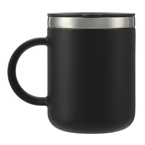 Hydro Flask® Coffee Mug 12oz Standard | Black | 1 color Screen Print | Handle Left, opposite Hydro Flask, - Center of art 2" down from lip | 2.00 Inches × 1.75 Inches