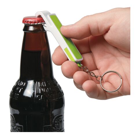Bottle Opener/Phone Stand Key Chain White/Lime