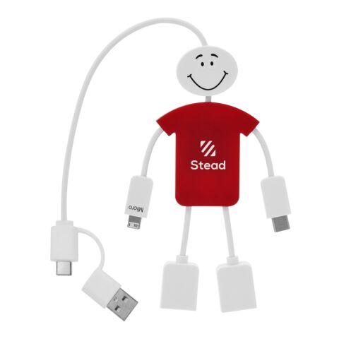 Techmate 3-In-1 Charging Cable &amp; USB Hub 2.0 White-Red | No Imprint | not available | not available