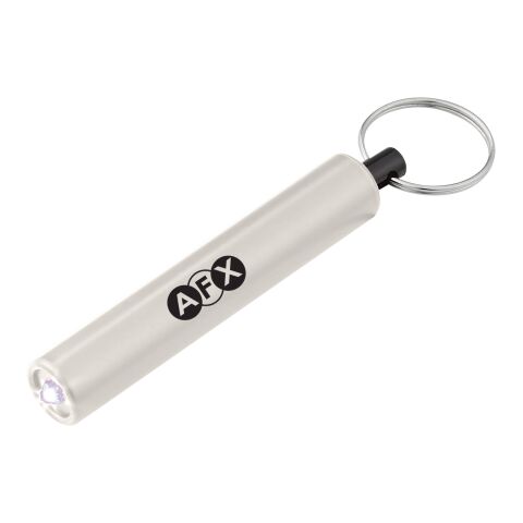 Mini Cylinder LED Flashlight Key Tag Silver
