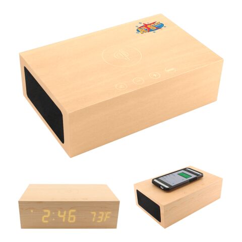 BlueSequoia Alarm Clock With Qi Charging Station And Wireless Speaker Brown | No Imprint | not available | not available