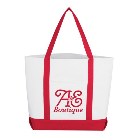 Pocket Shopper Tote Bag White Red | No Imprint | not available | not available