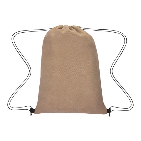 Posh Herringbone Drawstring Bag Standard | Tan with White | No Imprint | not available | not available